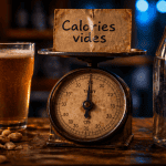 alcool et prise de poids, calories vides sur table avec vin et bière