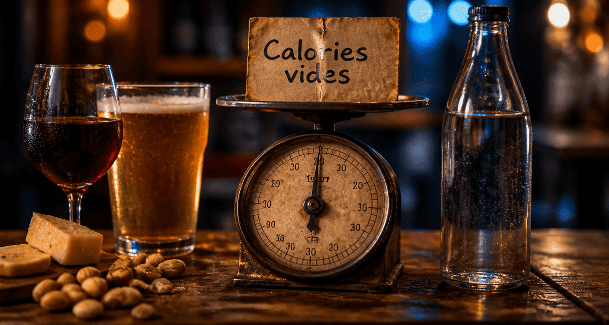 alcool et prise de poids, calories vides sur table avec vin et bière