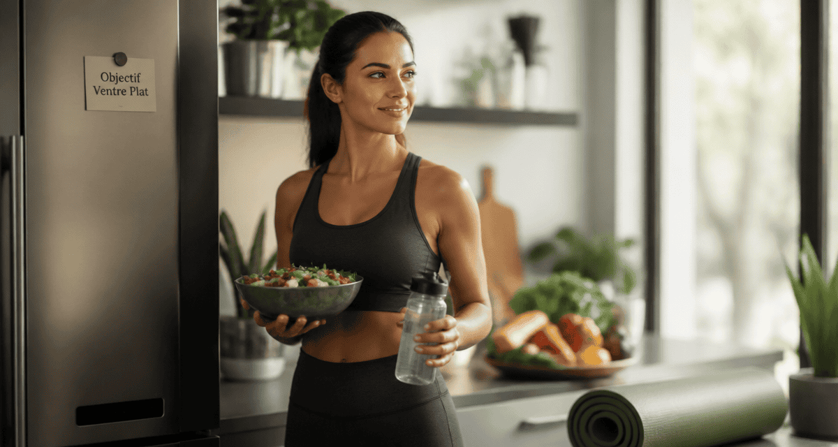 Femme sportive bruler les graisses ventre cuisine