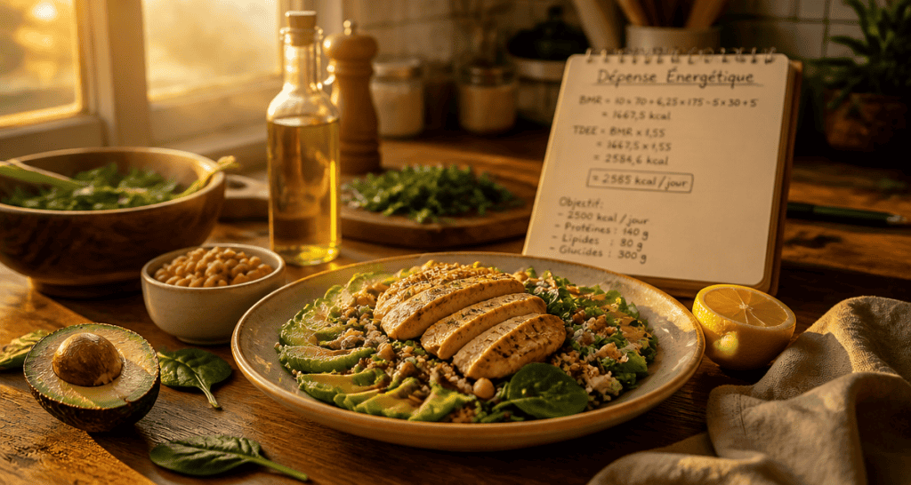 calculer la depense energetique salade quinoa poulet carnet