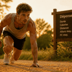 calories course a pieds coureur sur piste au soleil