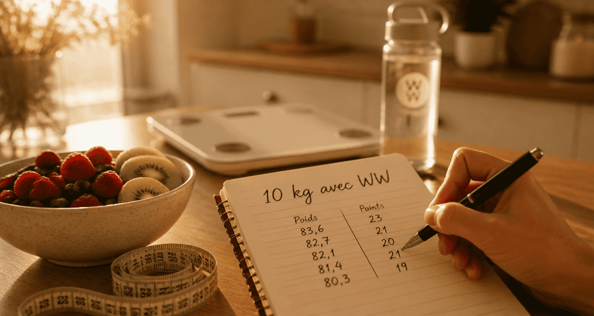 Combien de temps pour perdre 10 kg avec Weight Watchers carnet et fruits