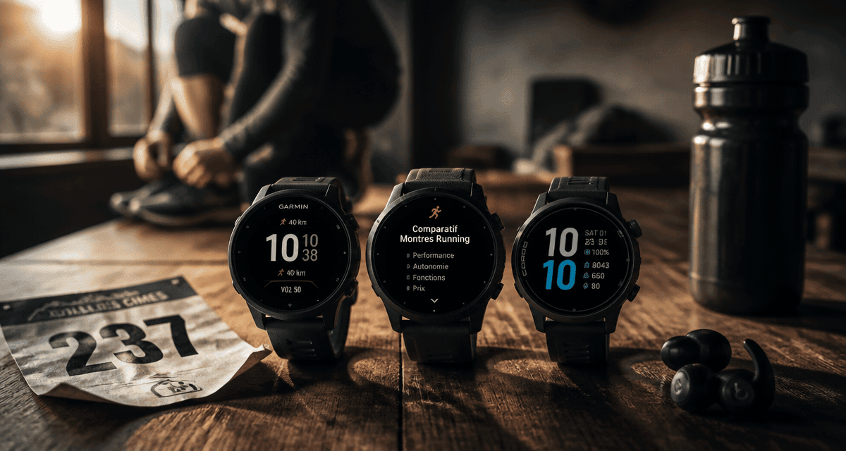 Comparatif montre running avec trois modèles sur une table