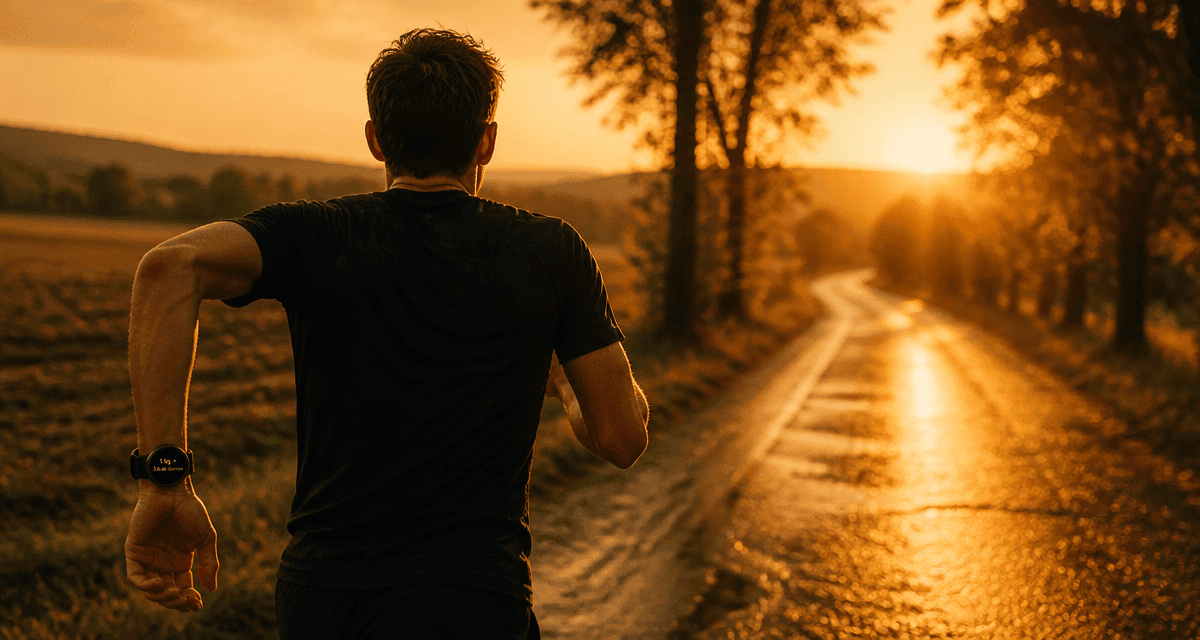 courir combien de temps pour perdre 1 kg, coureur sur route au coucher du soleil
