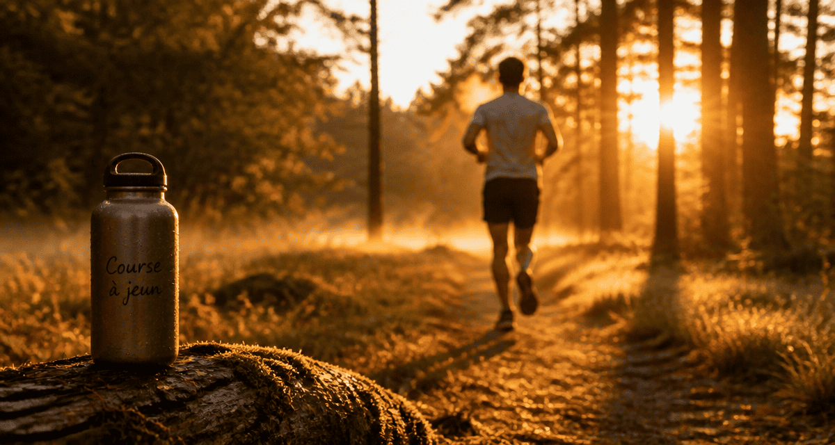 courir le matin a jeun en foret au lever du soleil