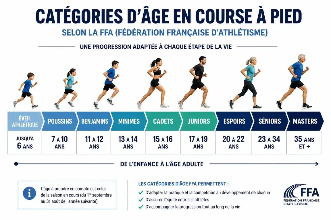 Infographie des catégories d'âge en course à pied 2024 FFA