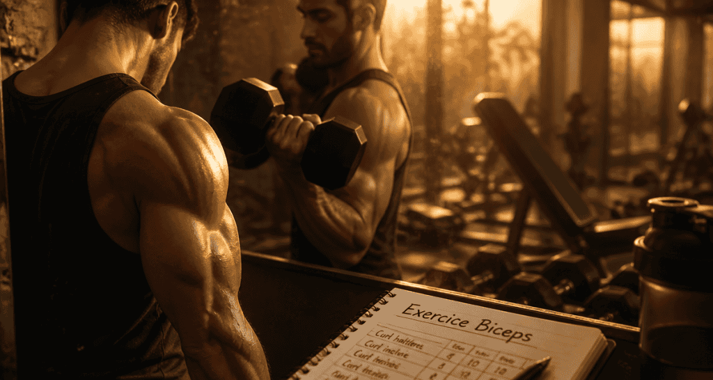 exercice biceps curl haltère musculation