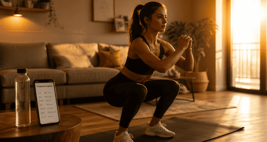 femmes fitness squat maison