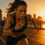 hiit resultat 1 mois femme sprint au coucher du soleil