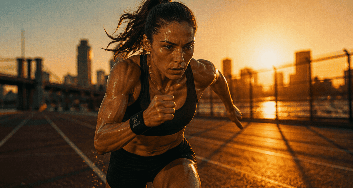 hiit resultat 1 mois femme sprint au coucher du soleil