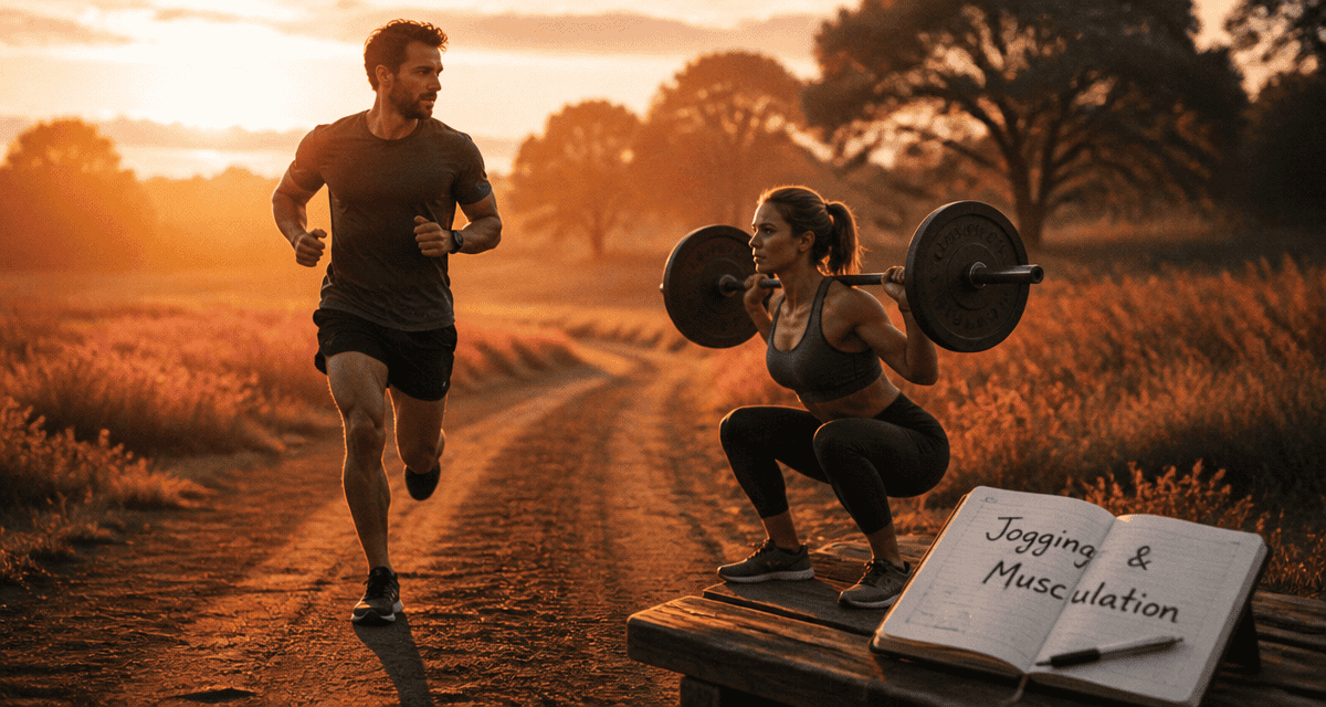 Jogging et musculation sur piste au lever du soleil