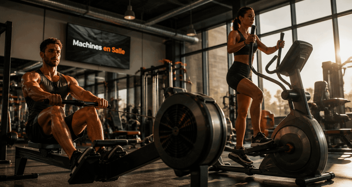 machine en salle de sport rameur vélo musculation