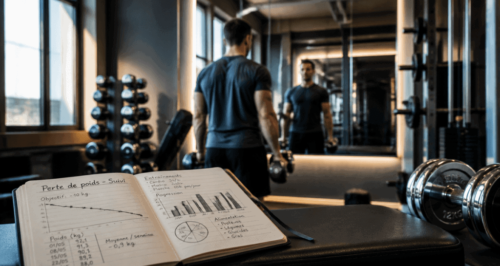 perte de poids homme carnet suivi salle de sport