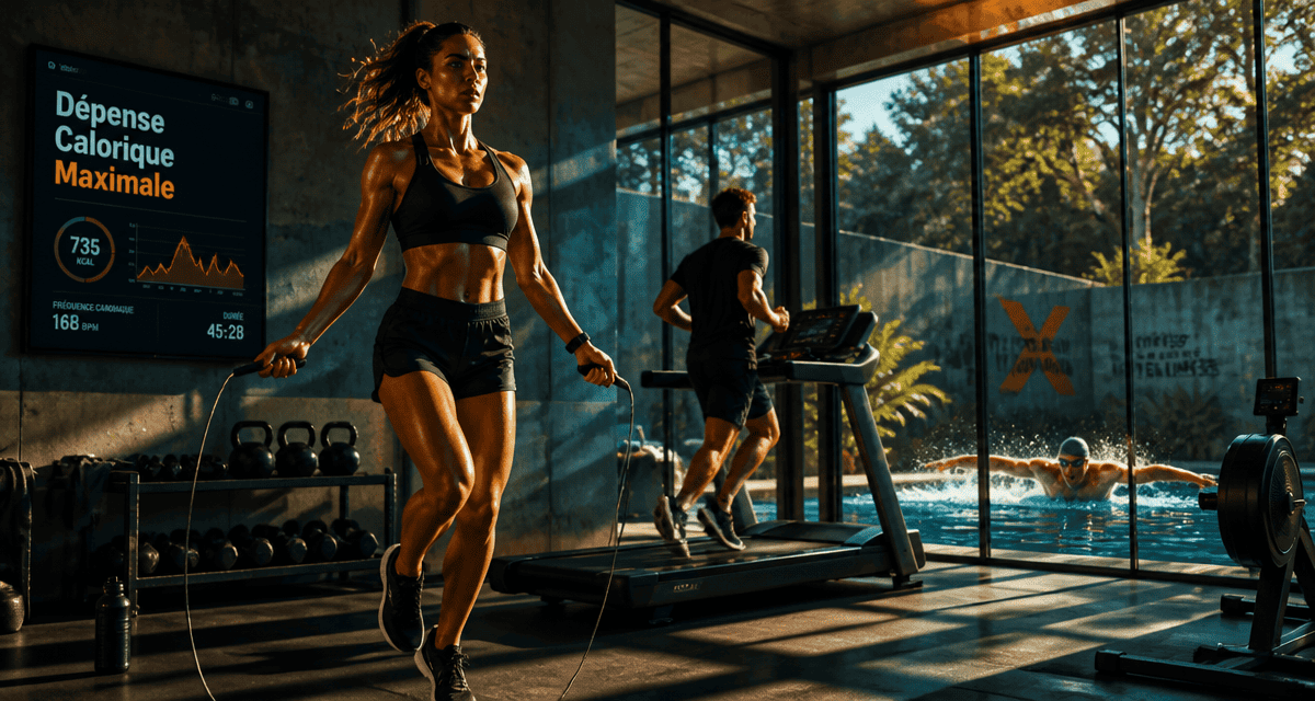 quel sport brule le plus de calories femme corde tapis nage