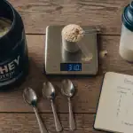 1 scoop de whey en gramme sur balance de cuisine