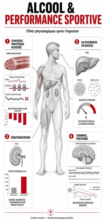 Infographie sur les effets physiologiques de l'alcool et le sport