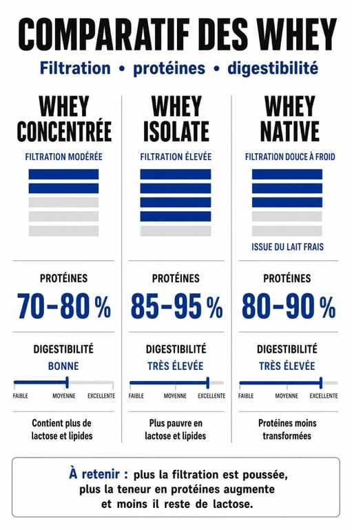 Infographie comparative des types de whey pour choisir sa protéine