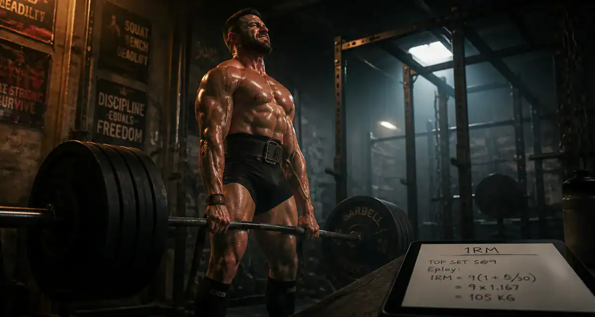 Force musculation : 1RM et système nerveux, powerlifter en salle