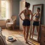 je ne perds pas de poids mais je m affine femme devant miroir