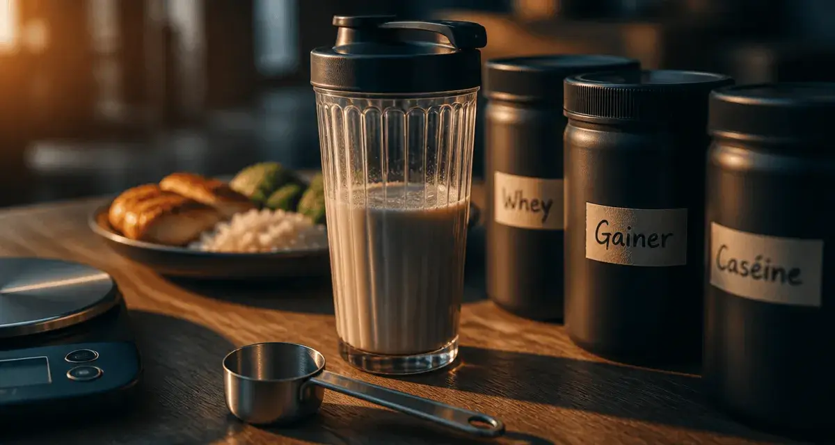Meilleur proteine prise de masse : whey, gainer, caséine en shaker