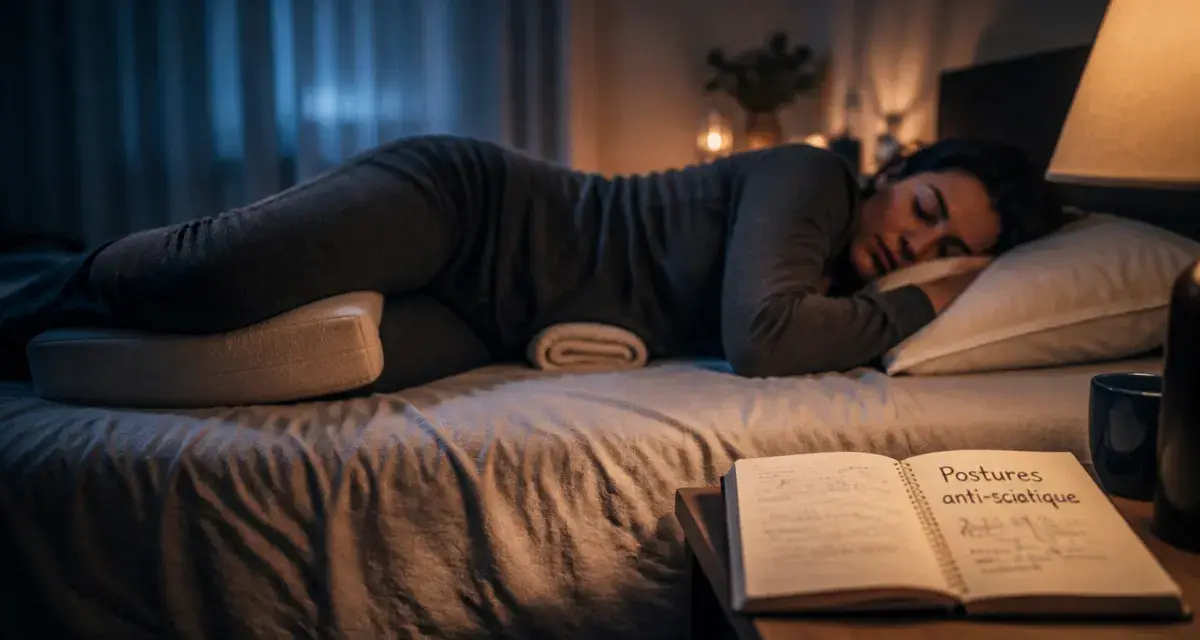 Position pour soulager sciatique : dormir sur le côté avec oreiller entre les genoux