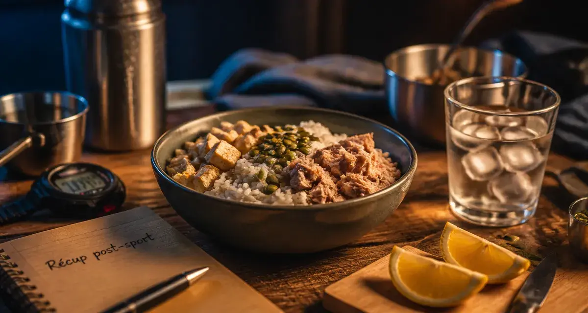 Que manger apres le sport : bowl de récupération express avec riz, thon ou tofu