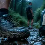 Running trail : chaussures de trail crampons dans la boue