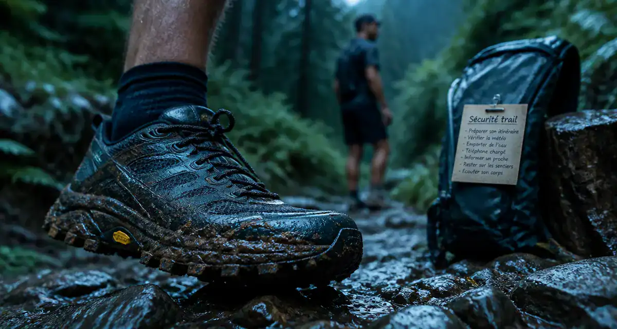 Running trail : chaussures de trail crampons dans la boue