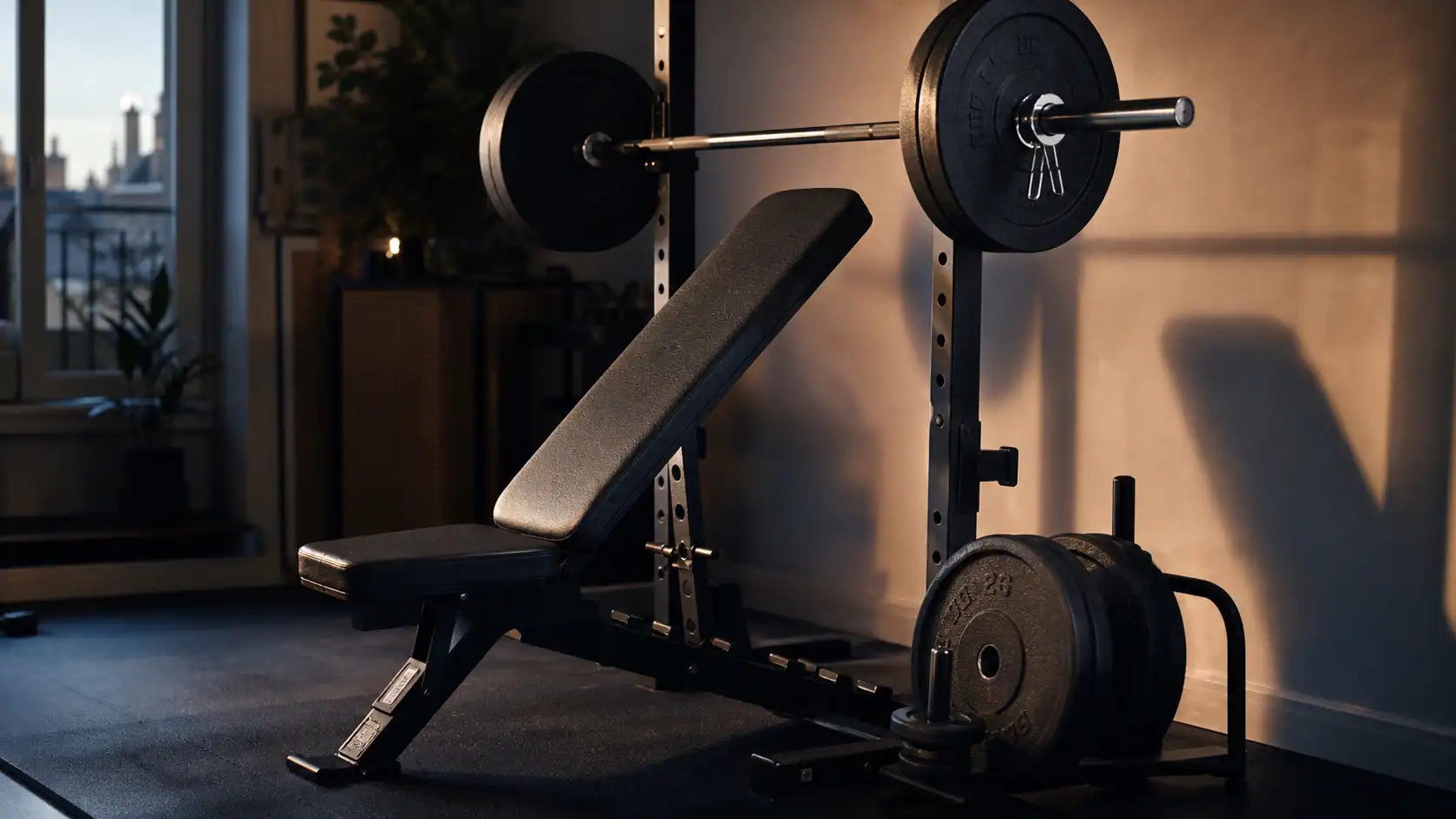 Banc de musculation avec poids chargé, 270 kg supportés