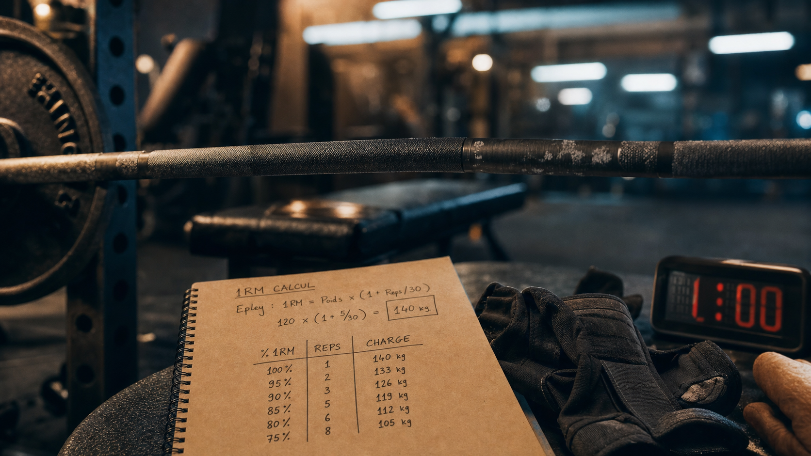 Calcul 1RM pour estimer la force maximale