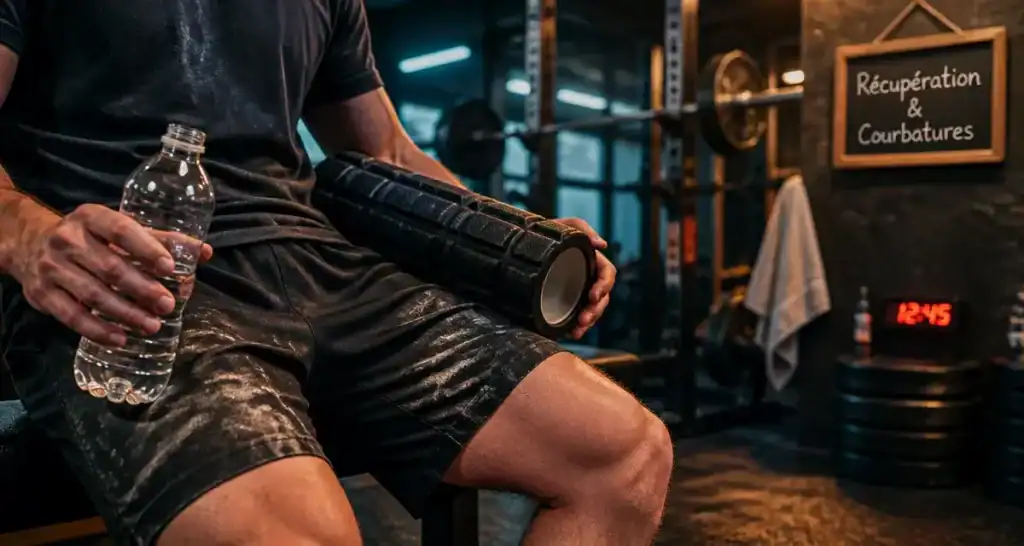 Courbatures apres musculation bon signe : récupération et rouleau de massage