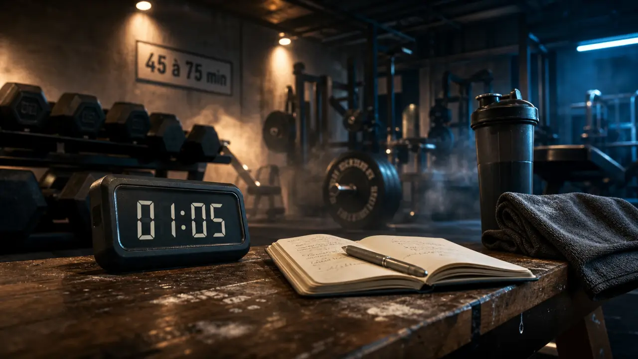 Durée séance musculation : minuteur 45 à 75 min en salle