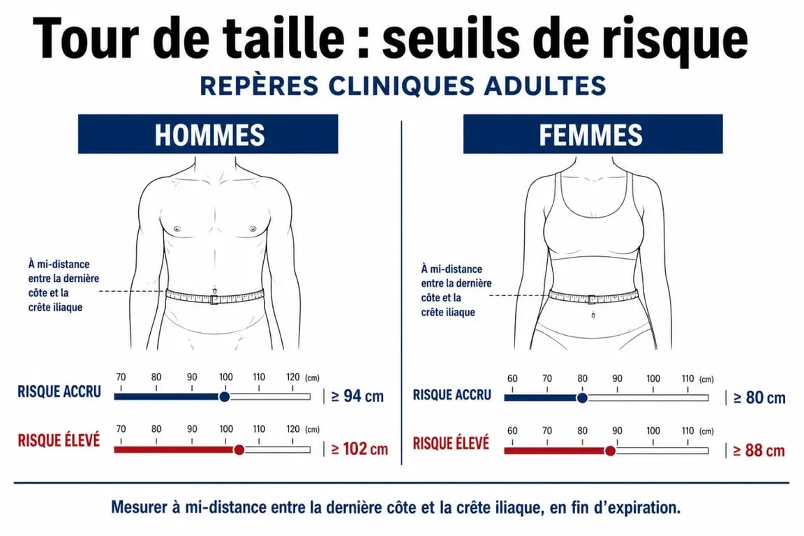 Infographie des seuils de risque du tour de taille pour la santé