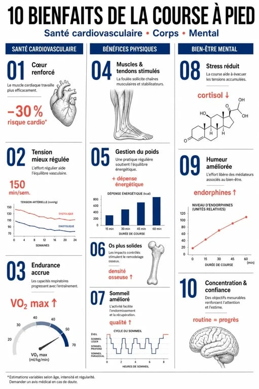10 bienfaits de la course à pied illustrés dans une infographie santé