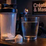 Prise de masse creatine : shaker de créatine et eau au fitness