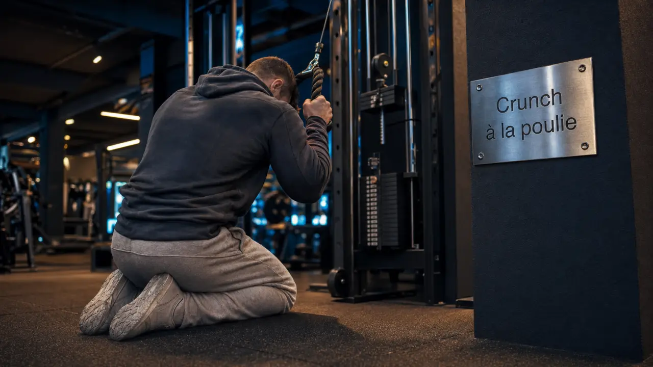Abdo a la poulie en genoux : obliques
