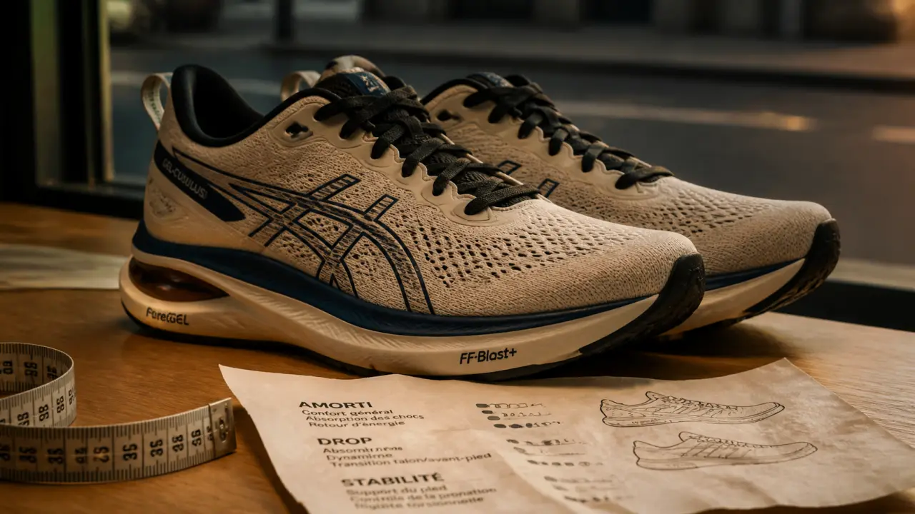 Chaussure running route : amorti, drop sur semelle