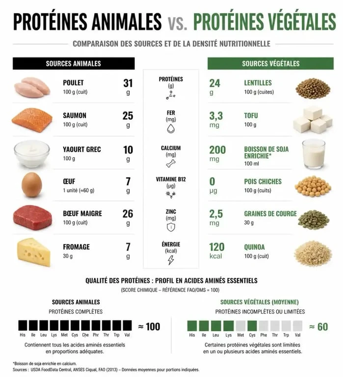 Infographie sur les sources de protéines pour une femme pour maigrir