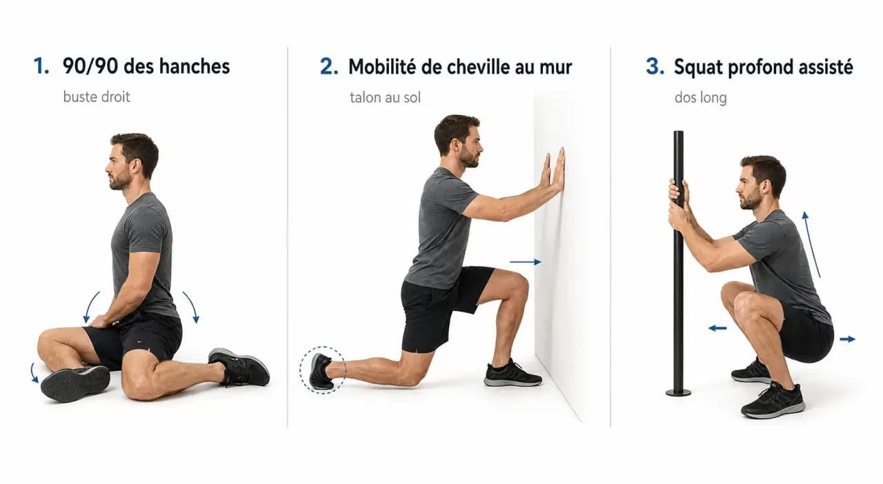 Exercices mobilité pour les hanches et les chevilles en séquence