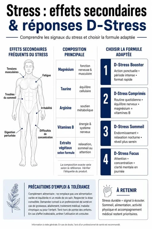 Effets secondaires d stress : comparaison des formules D-Stress, usages et précautions