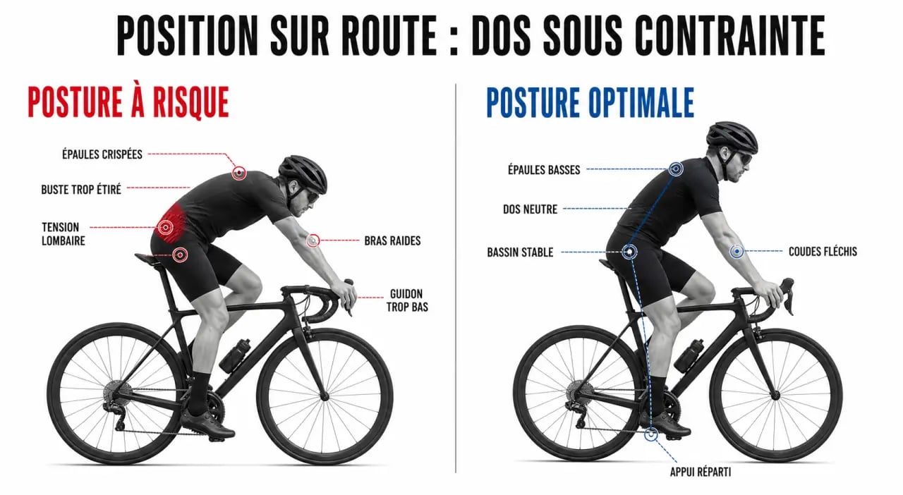 Comment prévenir les douleurs dorsales lors de vos sorties vélo : comparaison entre posture incorrecte et posture correcte à vélo