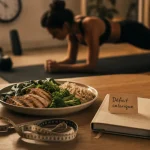 Perdre du ventre et hanche : déficit calorique et sport, ruban à mesurer et assiette