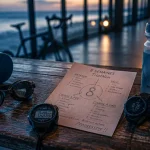 Plan entrainement triathlon s 8 semaines, chronomètre et fiche d’entraînement