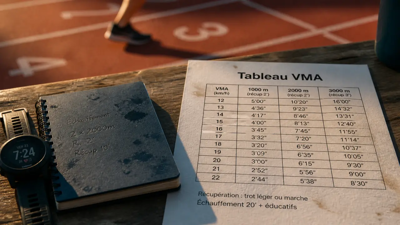 Tableau allure vma pour viser le bon rythme en course