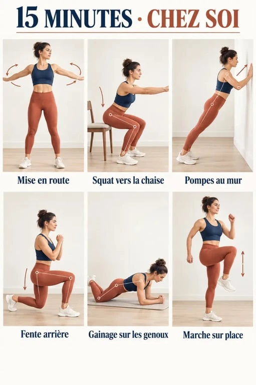 Comment faire du sport quand on n'a pas le temps avec une séance de 15 minutes sans matériel