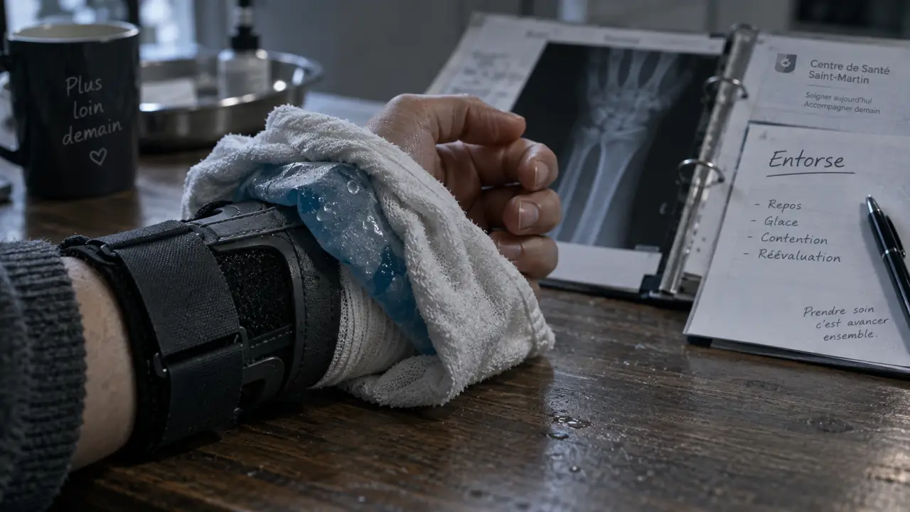 Entorse poignet temps de guérison : attelle et glace