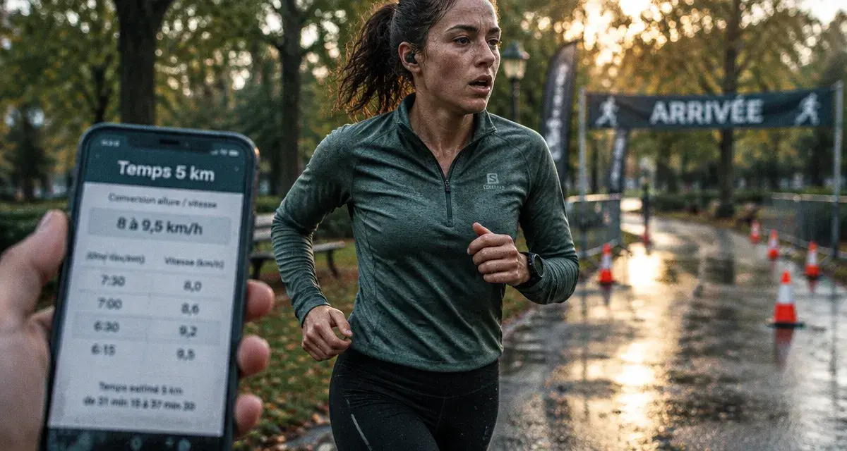 Vitesse moyenne course 5 km femme : 8 à 9,5 km/h